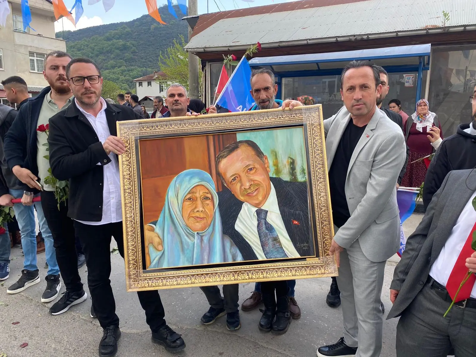Beyaz Saray önünde Erdoğan ve Türk Bayraklı poster açtılar
