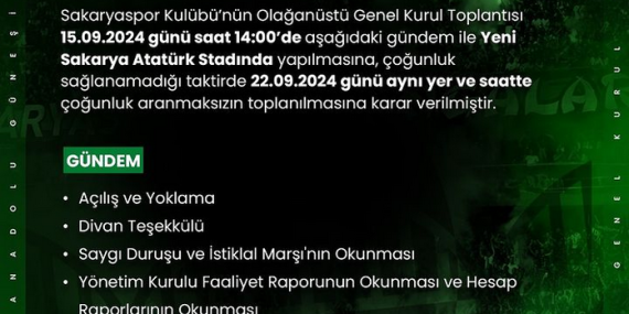 Sakaryaspor Genel Kurul kararı aldı