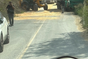 KAMYONUN KAPAĞI AÇILDI YOL MISIR TARLASINA DÖNDÜ