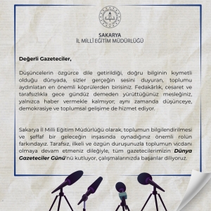 İl Millî Eğitim Müdürü Coşkun Bakırtaş'ın 21 Ekim Dünya Gazeteciler Günü Mesajı