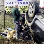 TAKLA ATAN OTOMOBİLİN SÜRÜCÜSÜ YARALANDI