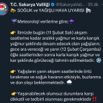 SAKARYA'DA SOĞUK VE YAĞIŞLI HAVA UYARISI